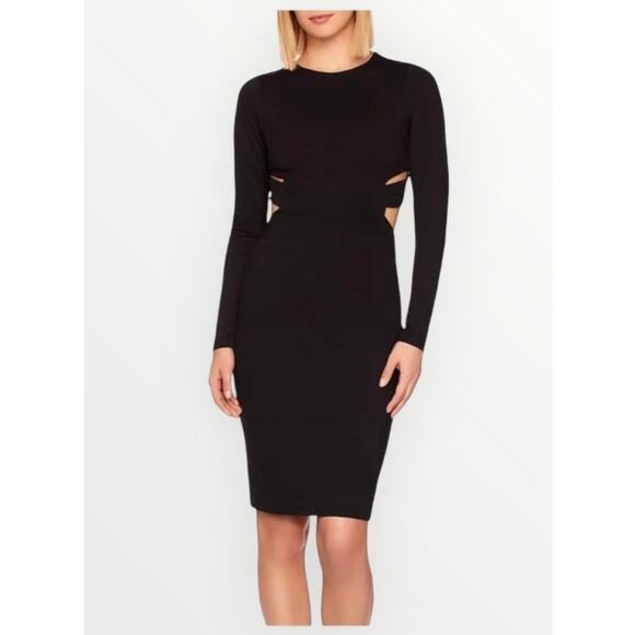 Susana Monaco Crew Neck Long Sleeve Cut Out Cross Back Dress S NEW - Picture 1 of 6